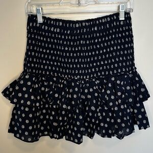 LOFT Navy‎ and White Patterned Mini Skirt